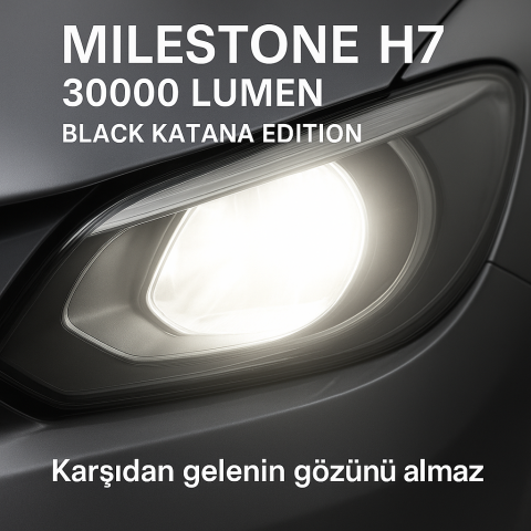 BMW X5 2006-2013 ile uyumlu Photon Milestone Black Katana  H7 Kısa LED Far 30000 Lümen
