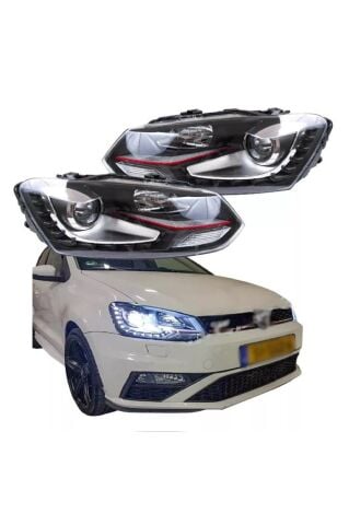 VW POLO 6C ile Uyumlu GTI FAR KIRMIZI 2009-2017